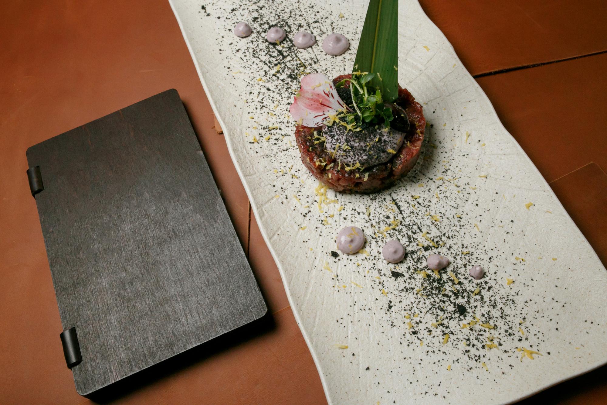 Sample plated menu layout on parchment